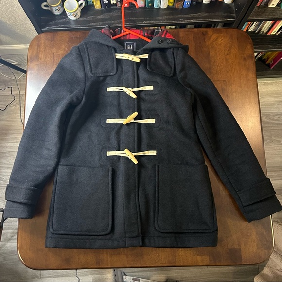 GAP Black Duffle Coat with Toggles Wool Blend Women’s Size Small - Picture 1 of 16